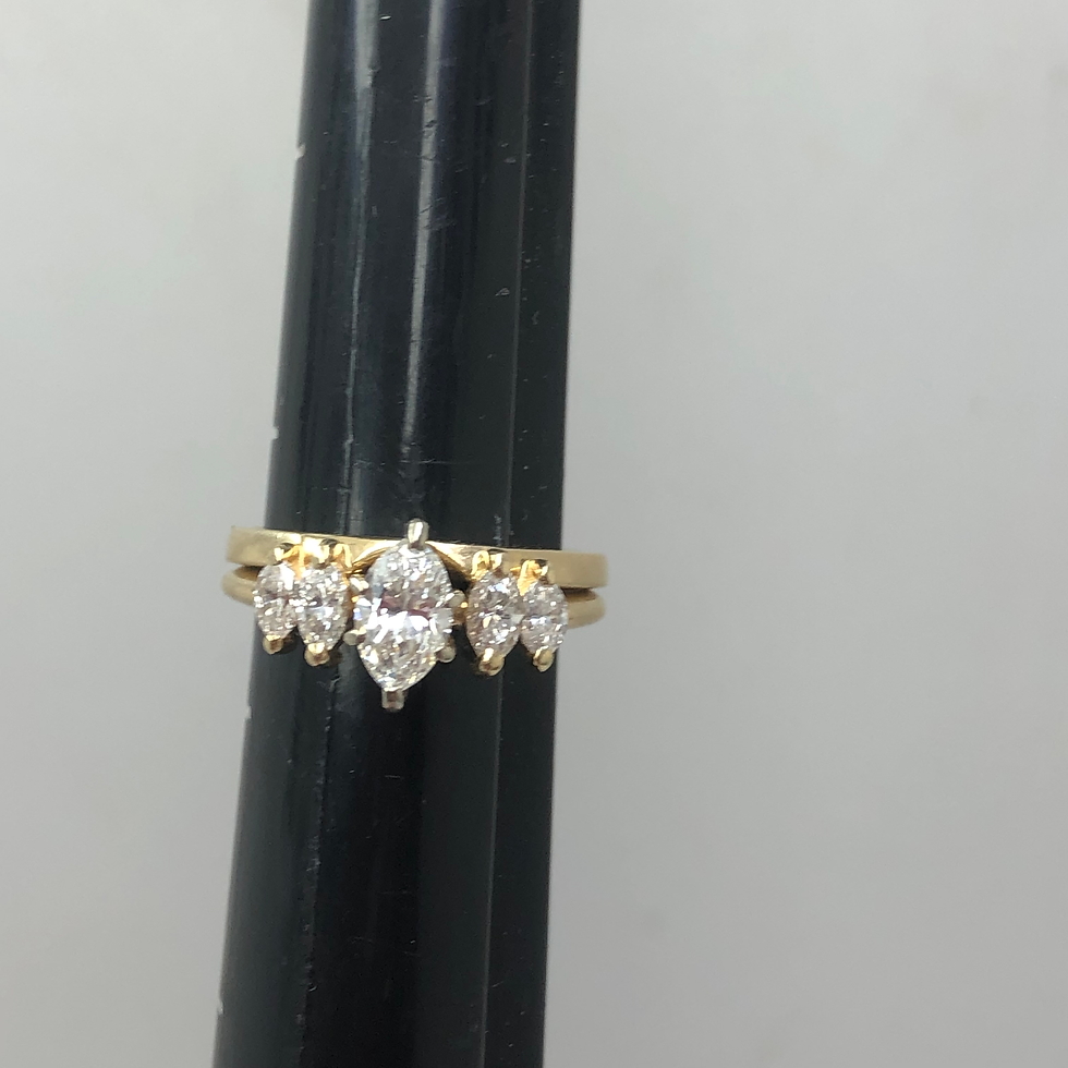 Thumbnail: 14k yellow gold diamond ring set size 6.5