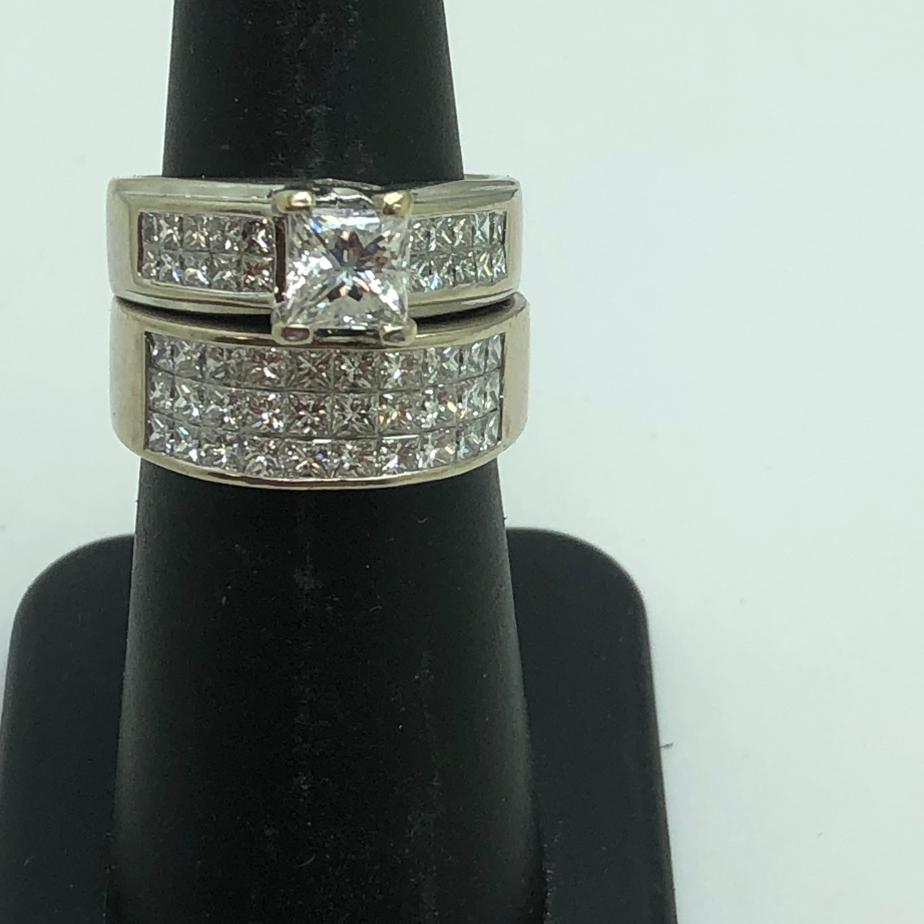 14k white gold 3.22ct diamond ring set size 6.5