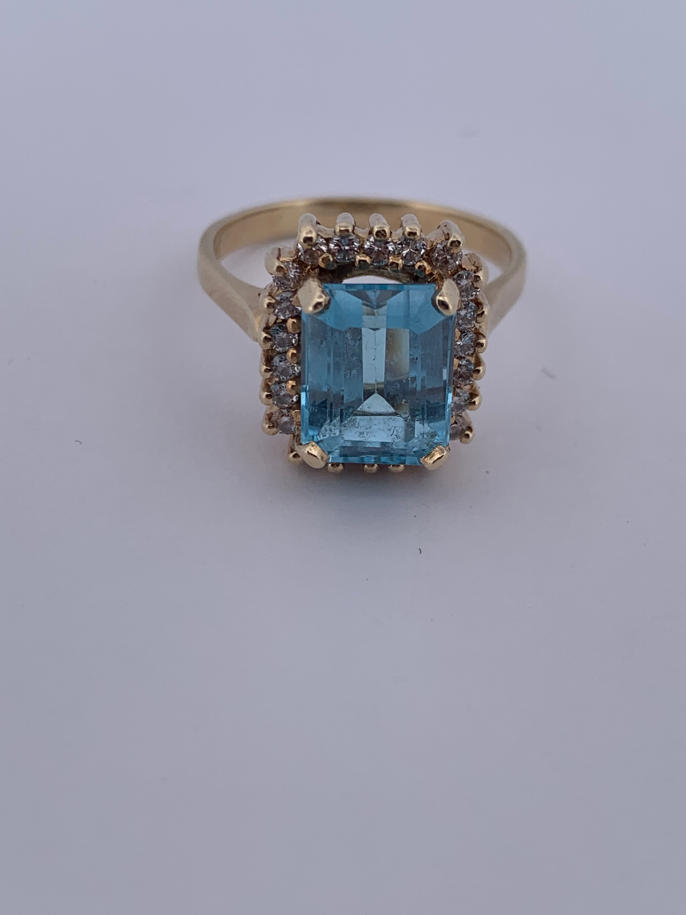 Thumbnail: 14k yellow gold topaz & diamond ring size 8.5