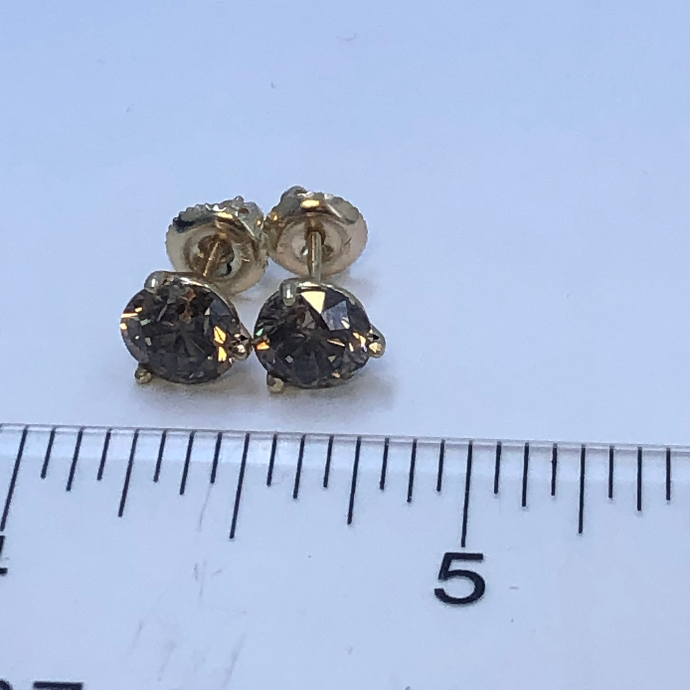 Thumbnail: 14k yellow gold  2.70ctw Natural champagne diamond stud earrings