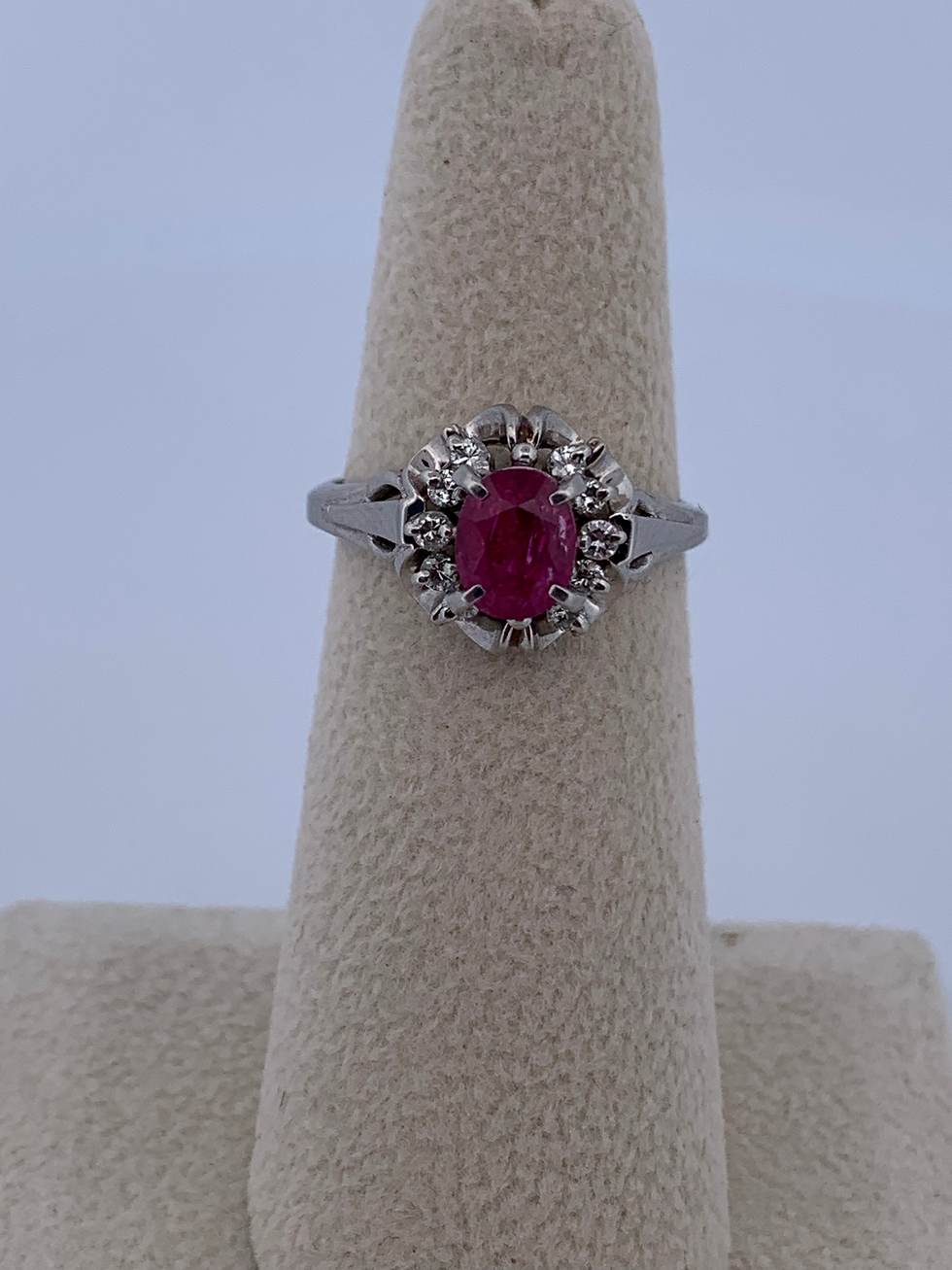 Thumbnail: Platinum  1.38ct ruby and diamonds ring size 6.25