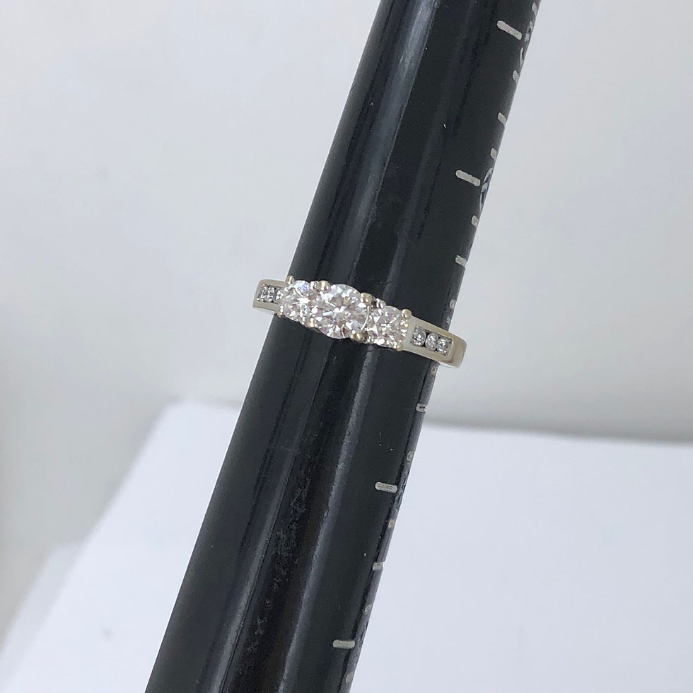 Thumbnail: 14k white gold  3 stone diamond ring size 7