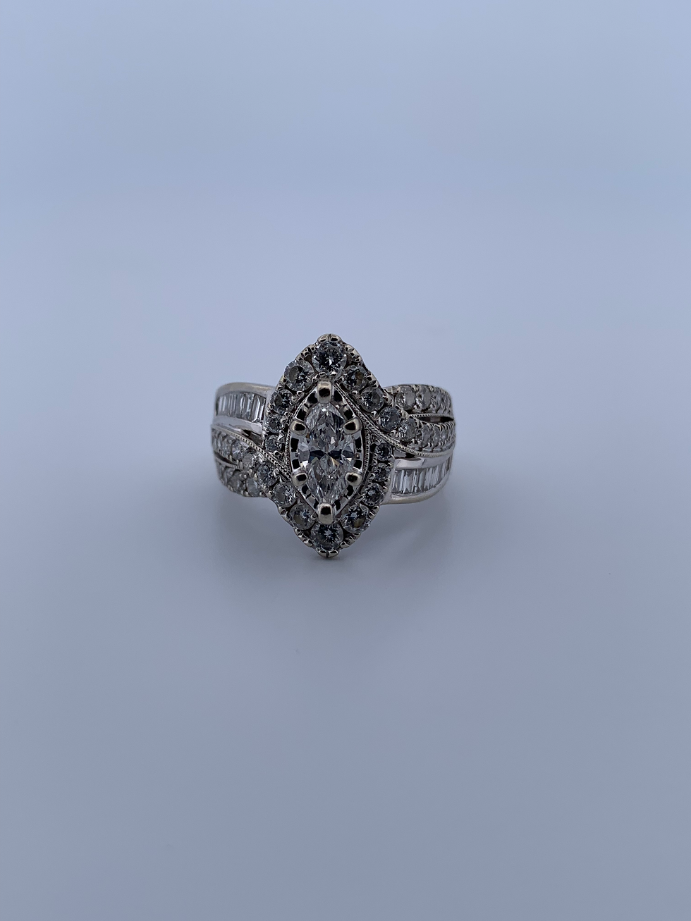 Thumbnail: 14k white gold 2.46ct diamond ring set size 7.25