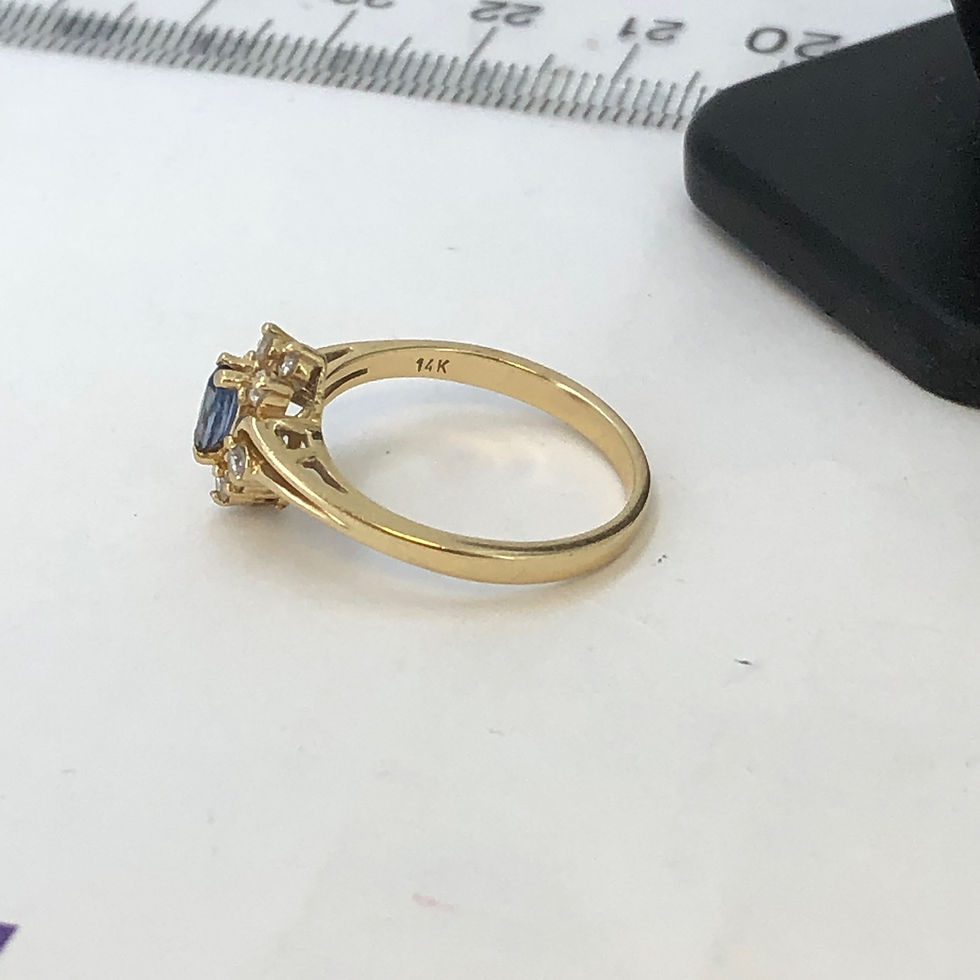 Thumbnail: 14k yellow gold sapphire & diamonds  ring size 7.25