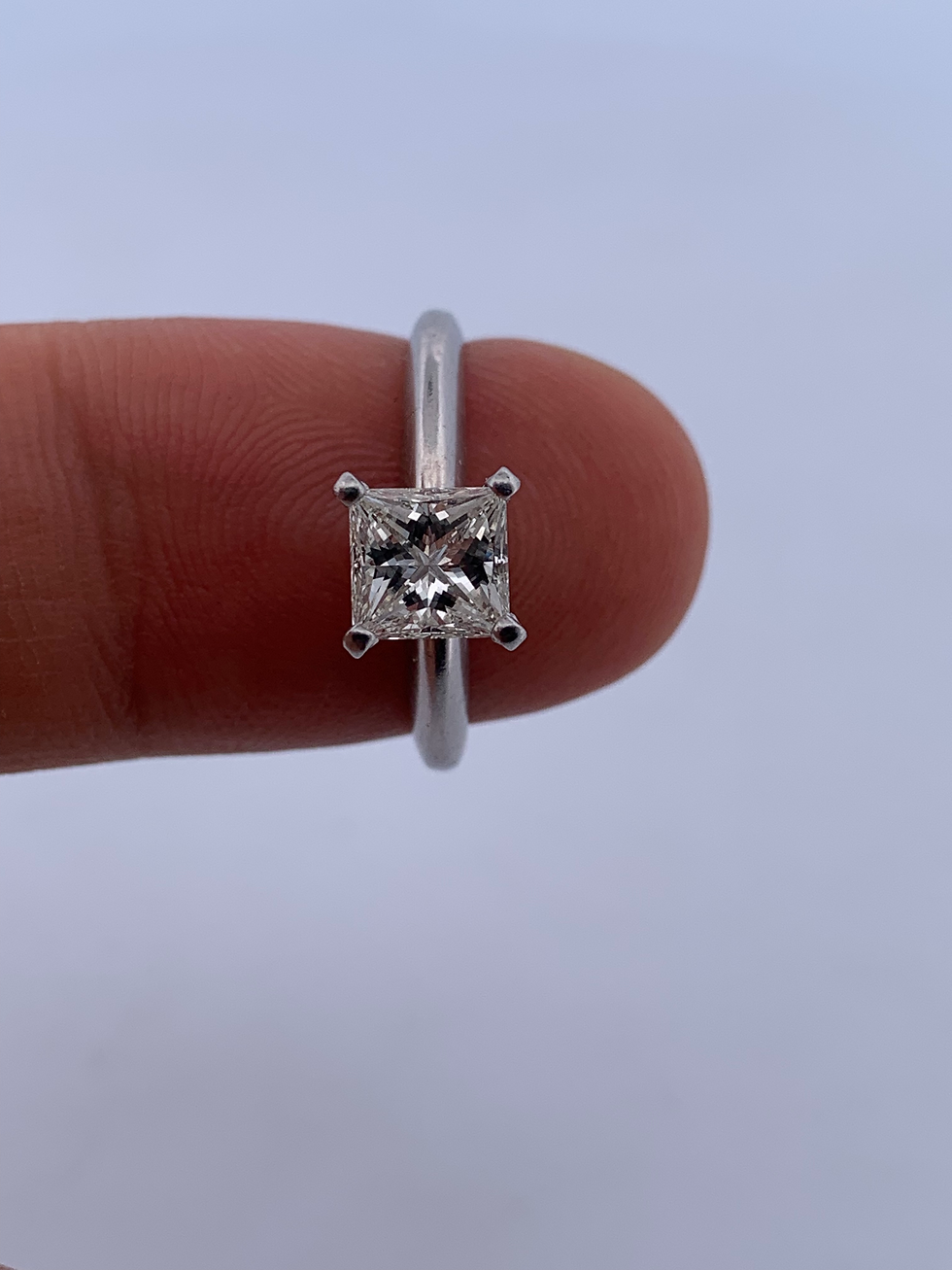 Thumbnail: Platinum  1.04ct princess cut natural diamond right size 7