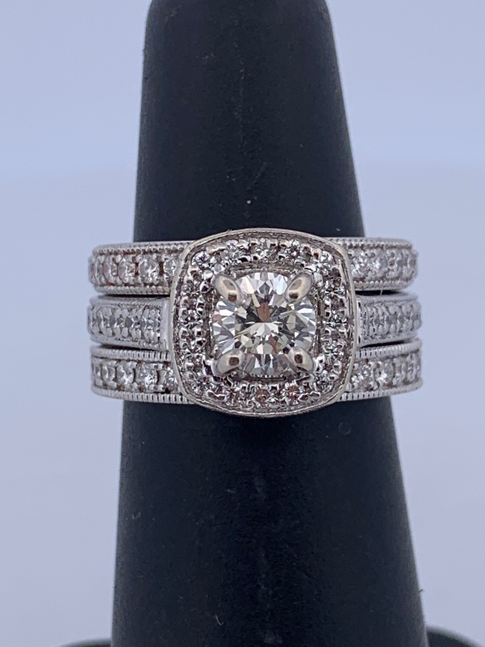 Thumbnail: 14k white gold 1.73ct diamond ring set size 4.75