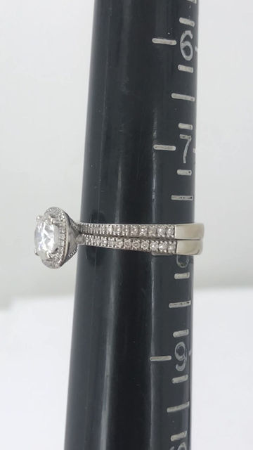 Thumbnail: Simon G 18k white gold diamond ring set size 7.5 