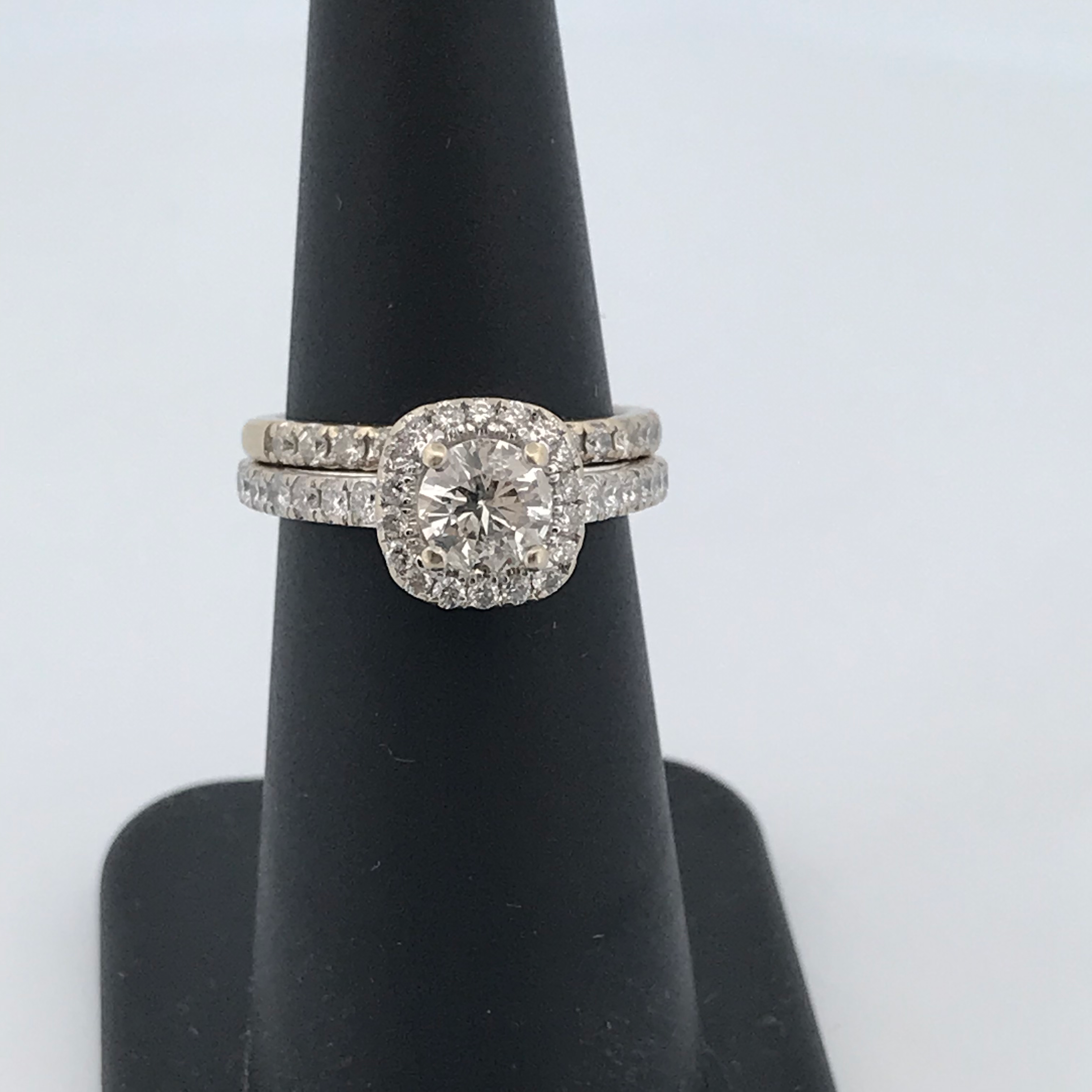 14k white gold diamond ring set size 5.5