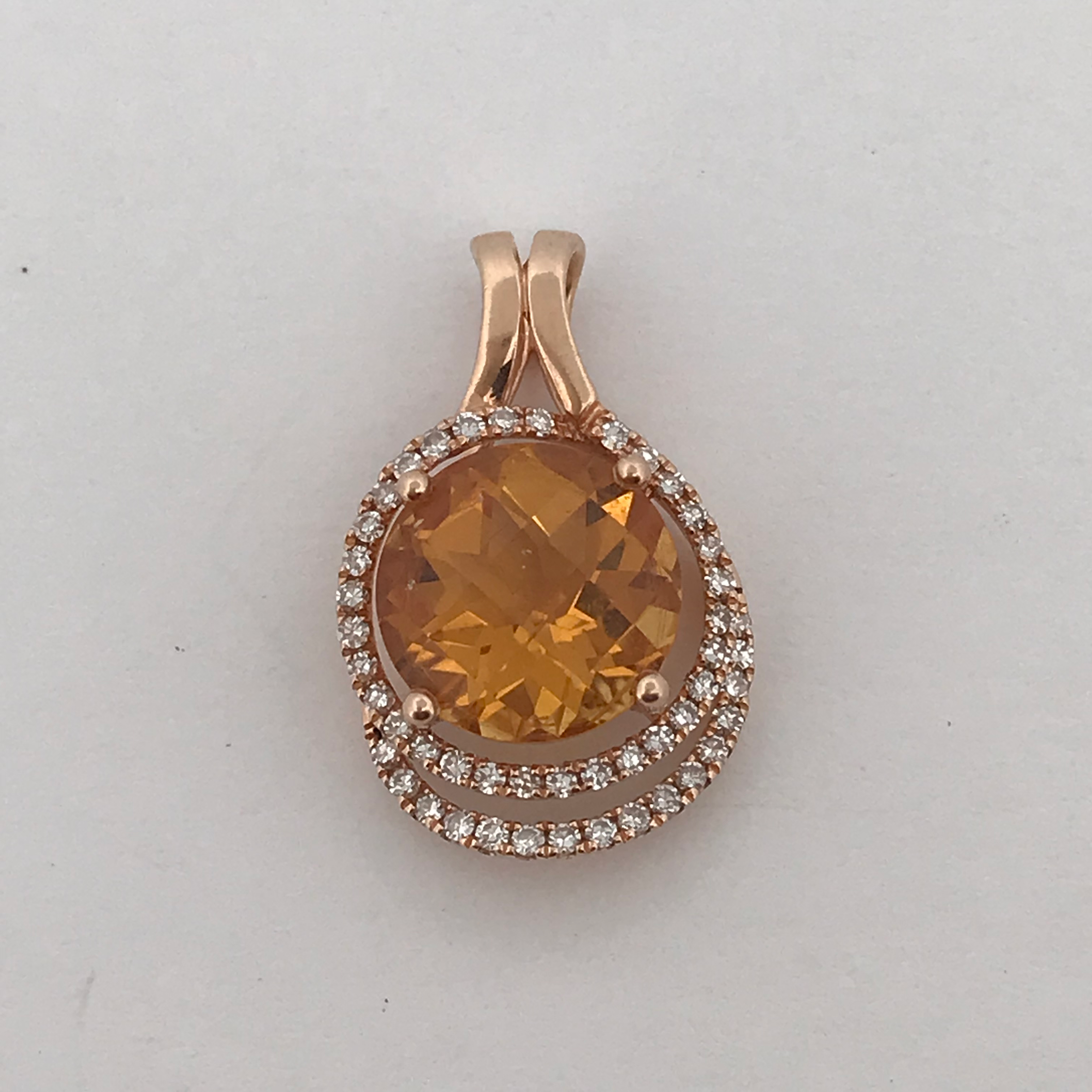 Effy 14k Yellow gold citrine & diamond pendant