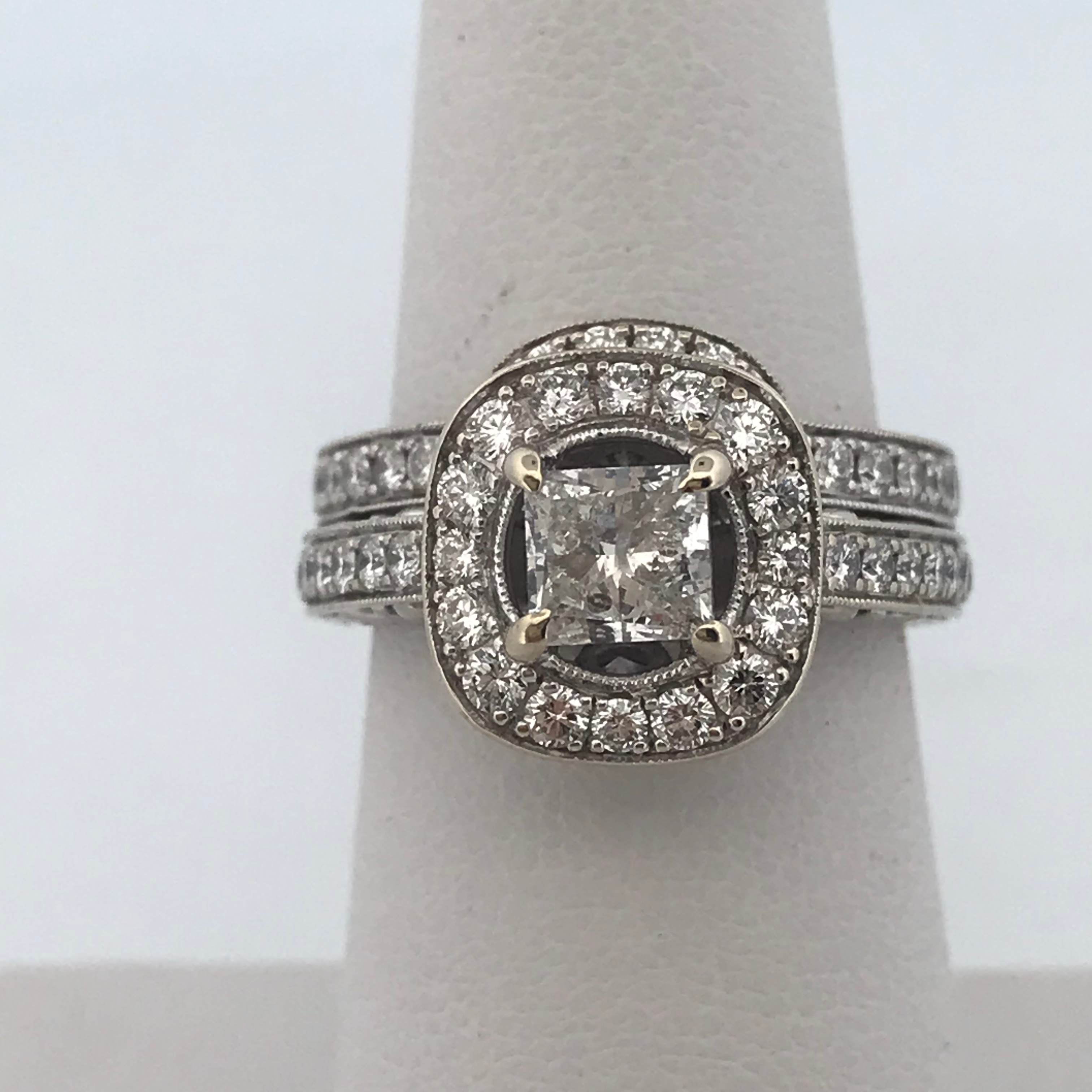 14k white gold 2.40ct diamond ring set size 6.5