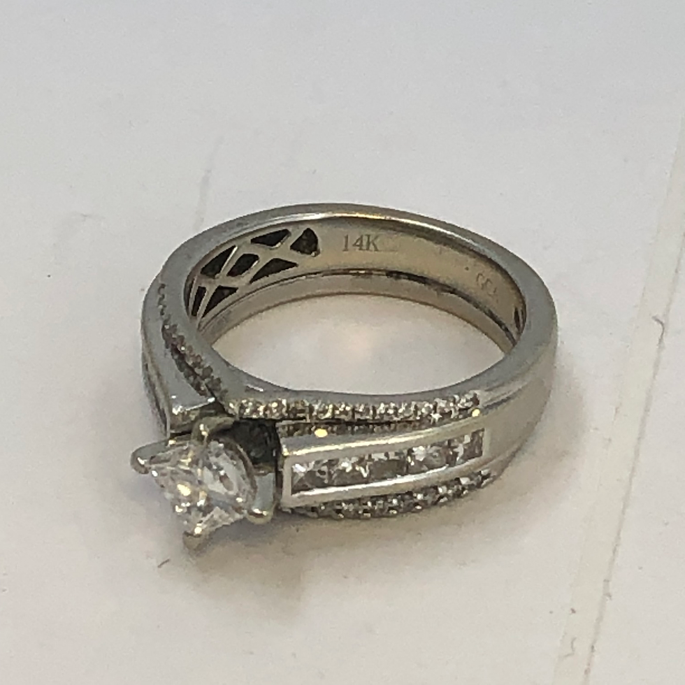 Thumbnail: 14k / 10k white gold diamond ring size 7