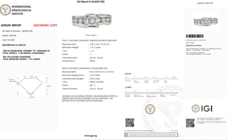 Thumbnail: Platinum 1.91ct diamond ring size 5.75