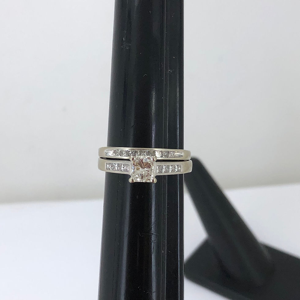 Thumbnail: 14k & 10k white gold diamonds ring set size 9