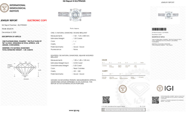 Thumbnail: Platinum 1.85ct Diamond Ring size 4.25