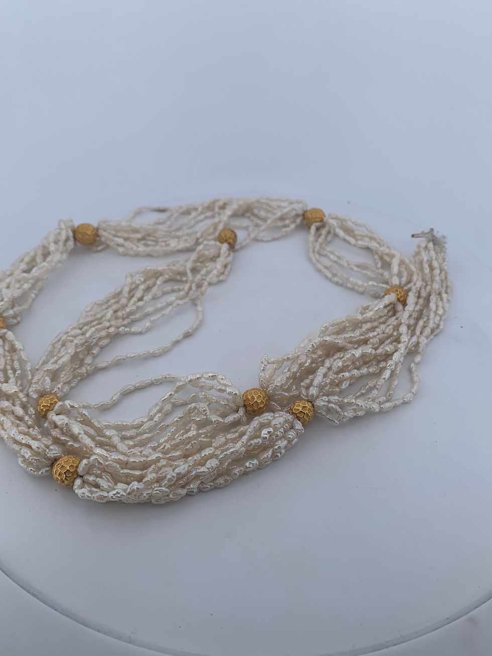 Thumbnail: 18k yellow gold pearl necklace 34”