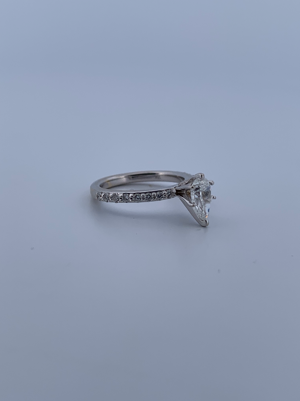Thumbnail: Gia certified pear shpe 18k white gold 1.10ct diamond ring size 5.25