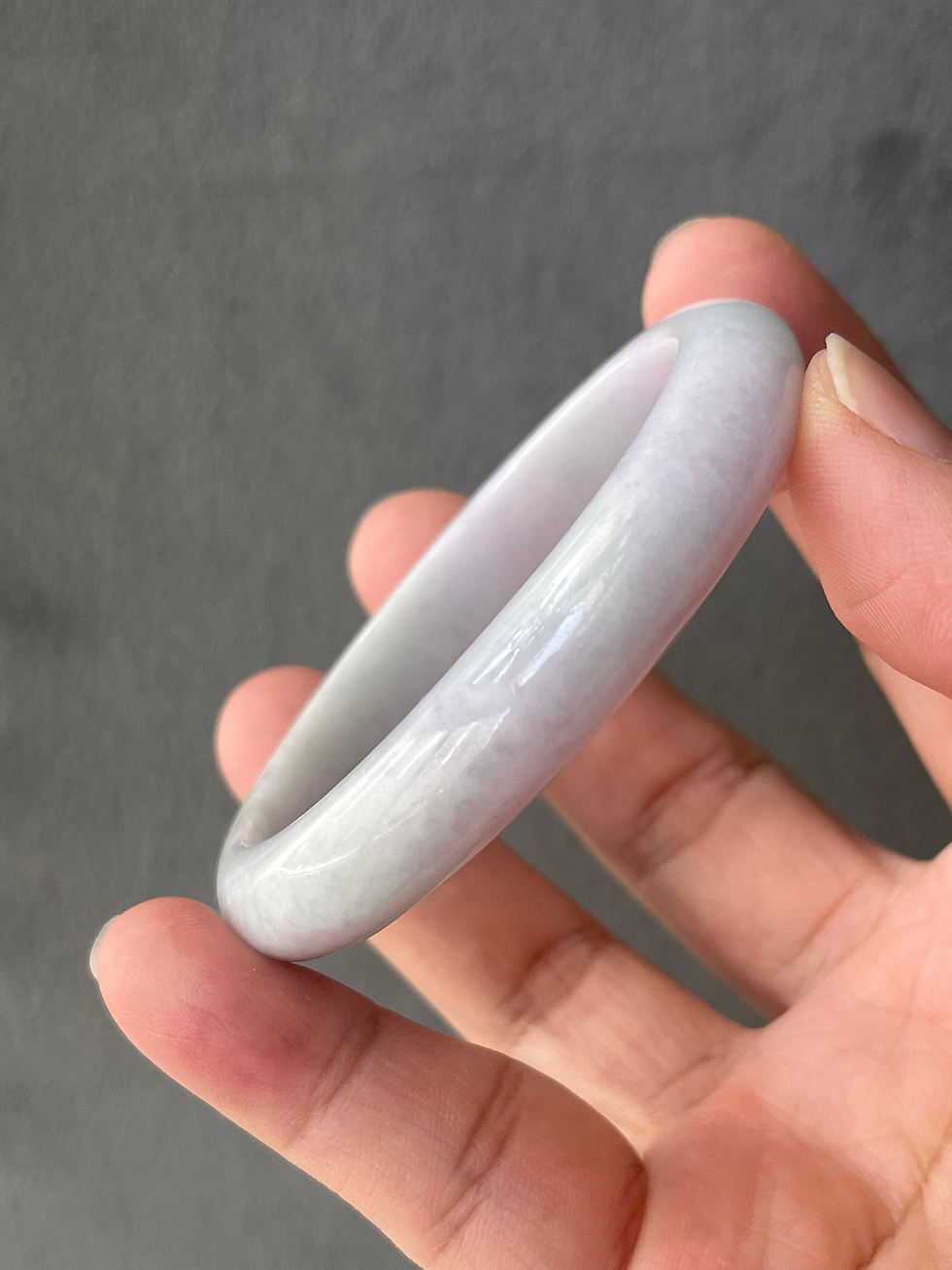 Thumbnail: ***53.2MM Type A Light Lavender Mix Oval Jadeite Bangle