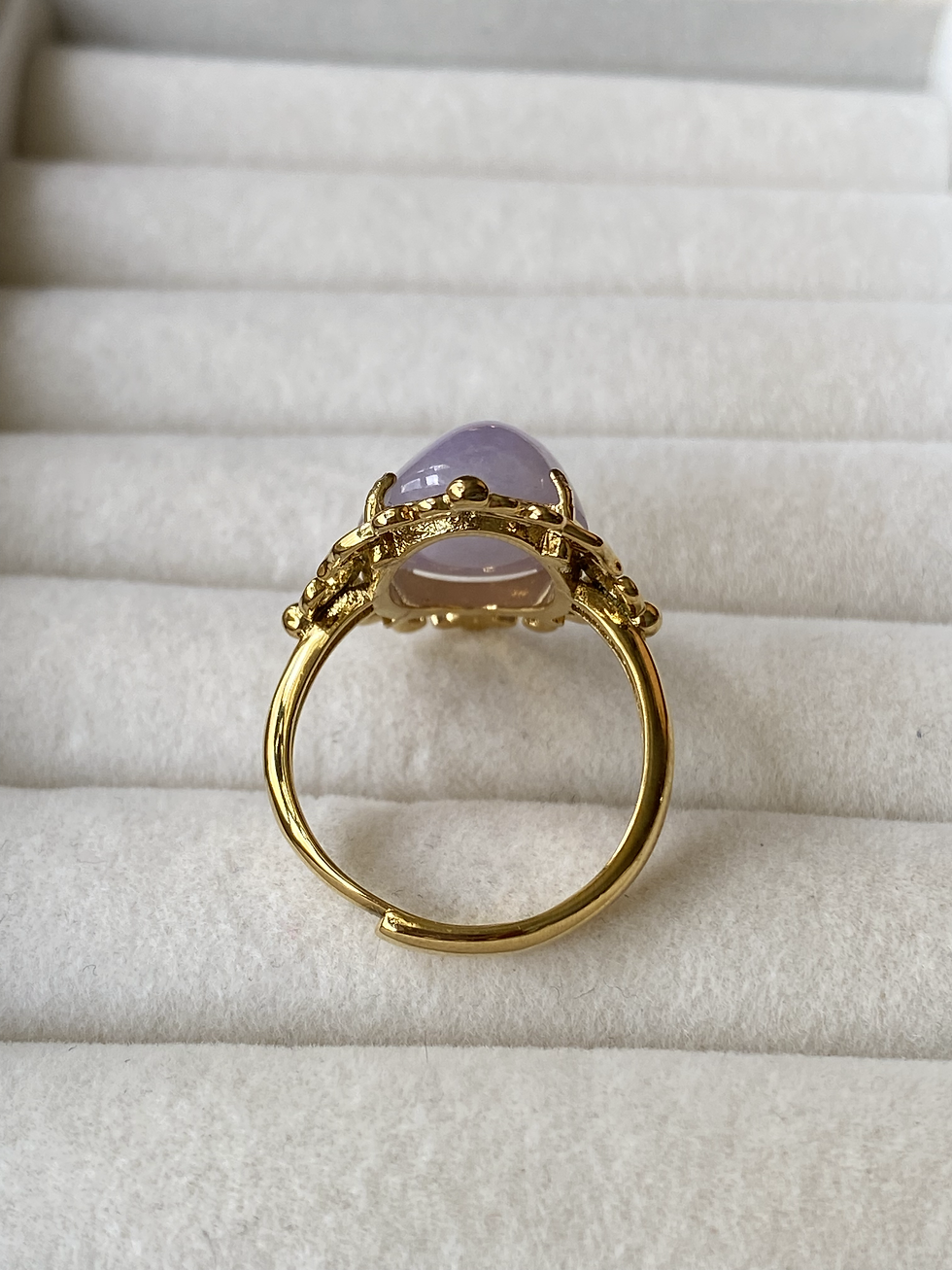 Thumbnail: 925 Silver Gold Plated Lavender Jadeite Ring
