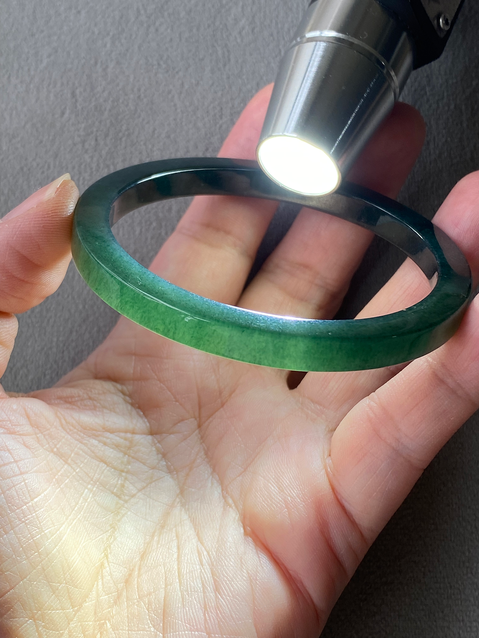 Thumbnail: 59.8MM Type A Deep Bluish Green Jadeite Bangle