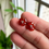 Thumbnail: 925 Silver Type A Translucent Brownish Red Jadeite 4 Clover Ear Studs