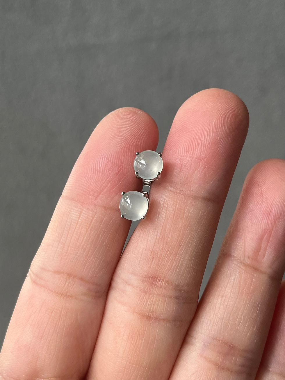 Thumbnail: 925 Silver Type A Icy Jadeite Ear Studs