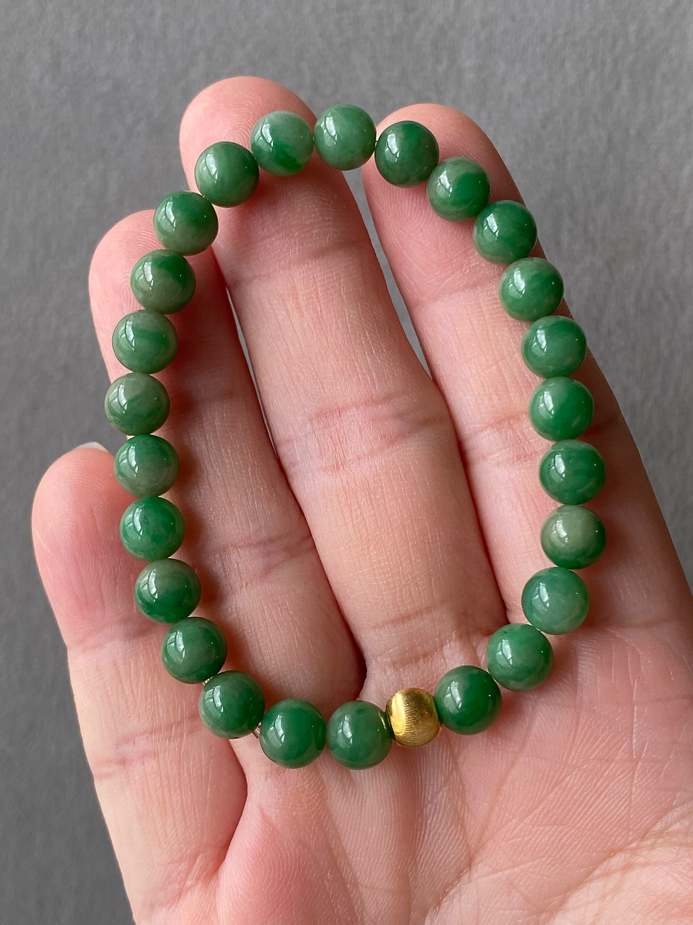 Type A Full Green Mix Jadeite Beads Bracelet