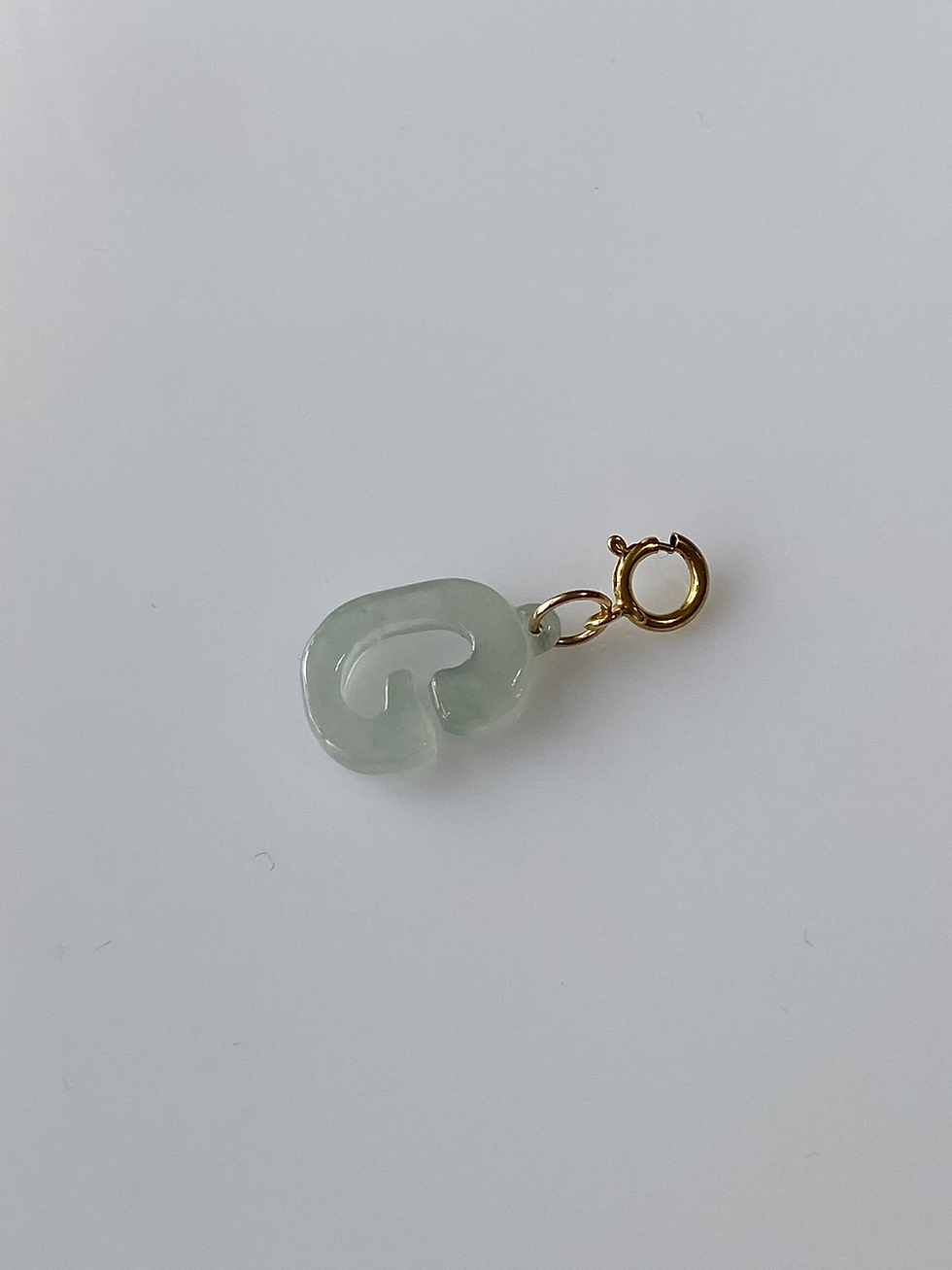 Thumbnail: 14K Gold Filled Type A Translucent Jadeite Alphabet G Charm