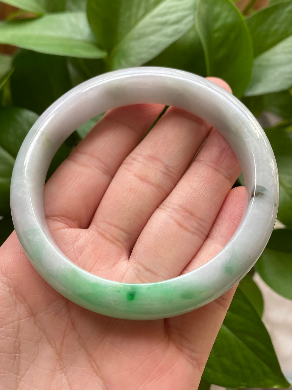 Thumbnail: 59MM Lavender Mixed Bright Green Jade Bangle