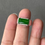 Thumbnail: 18K White Gold Type A Translucent Deep Green Jadeite Rectangle Ring