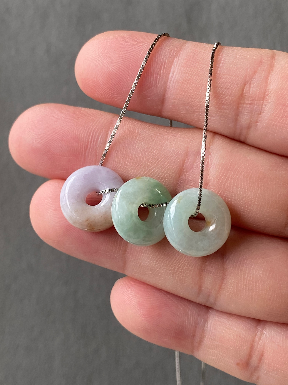 Thumbnail: Set of 3 Type A Mixed Colour Jadeite Donuts