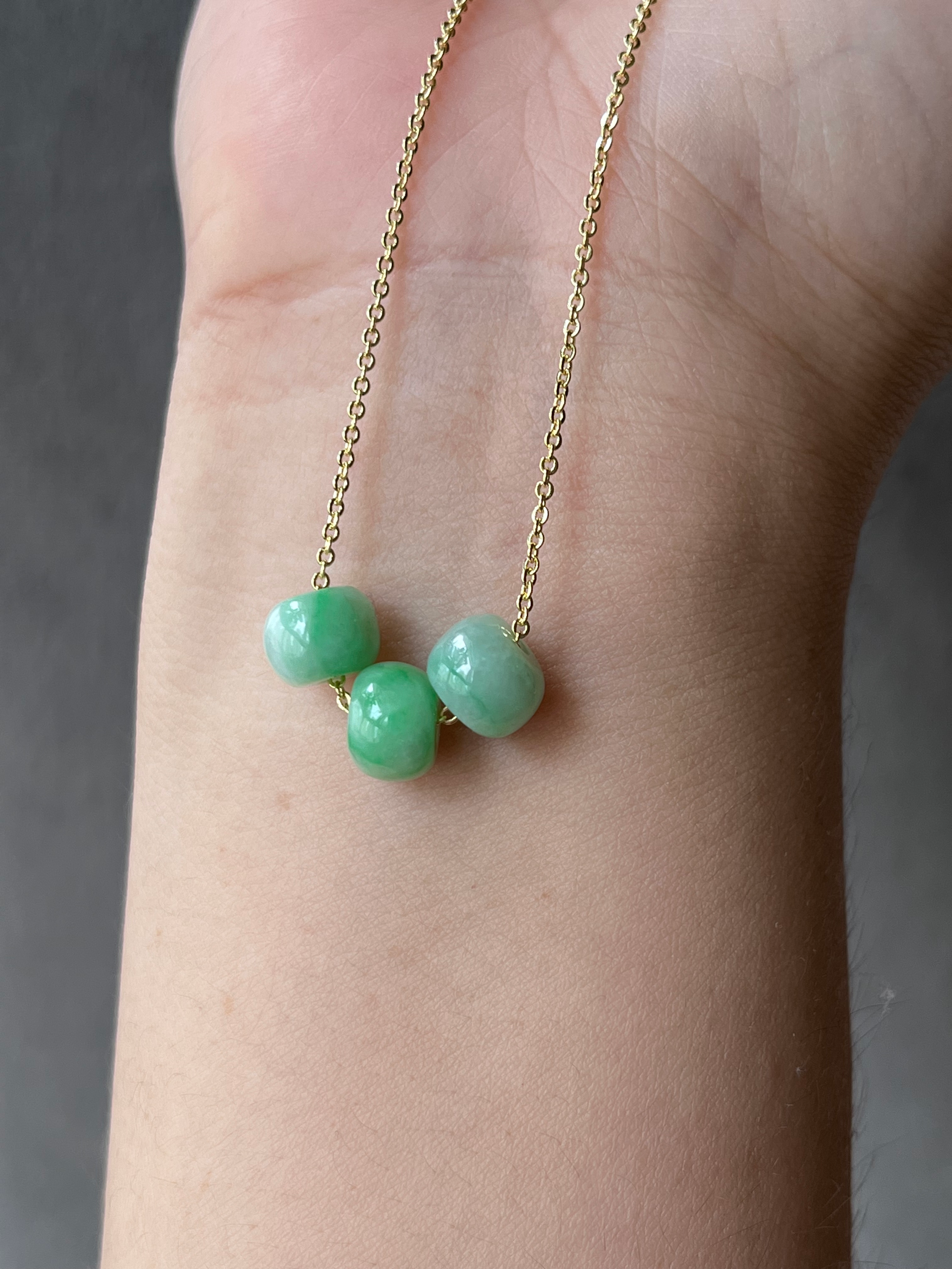 Type A Bright Green Mix Jadeite Barrel Necklace