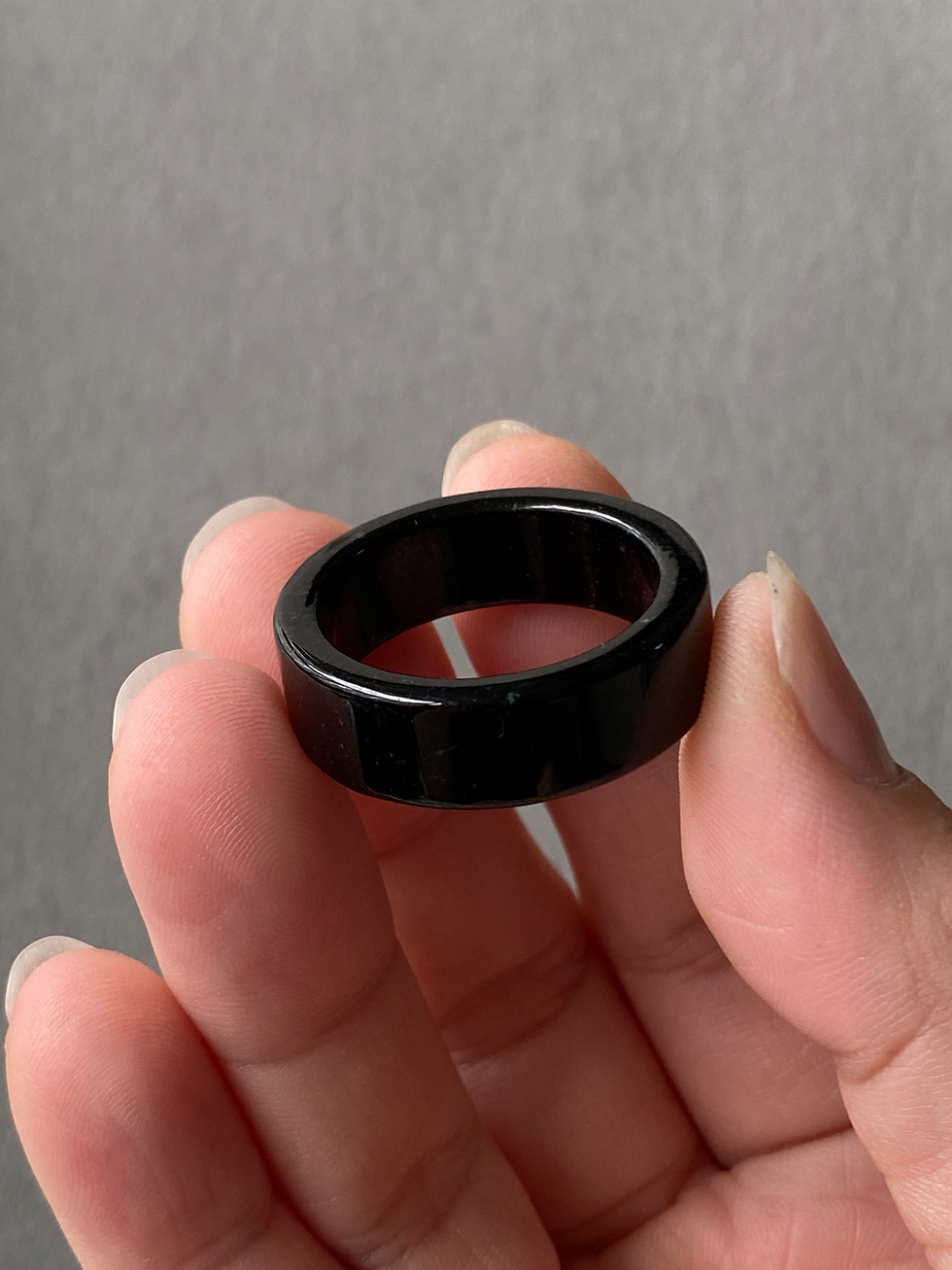 Thumbnail: US#11.6 Type A Omphacite Flat Black Jadeite Ring