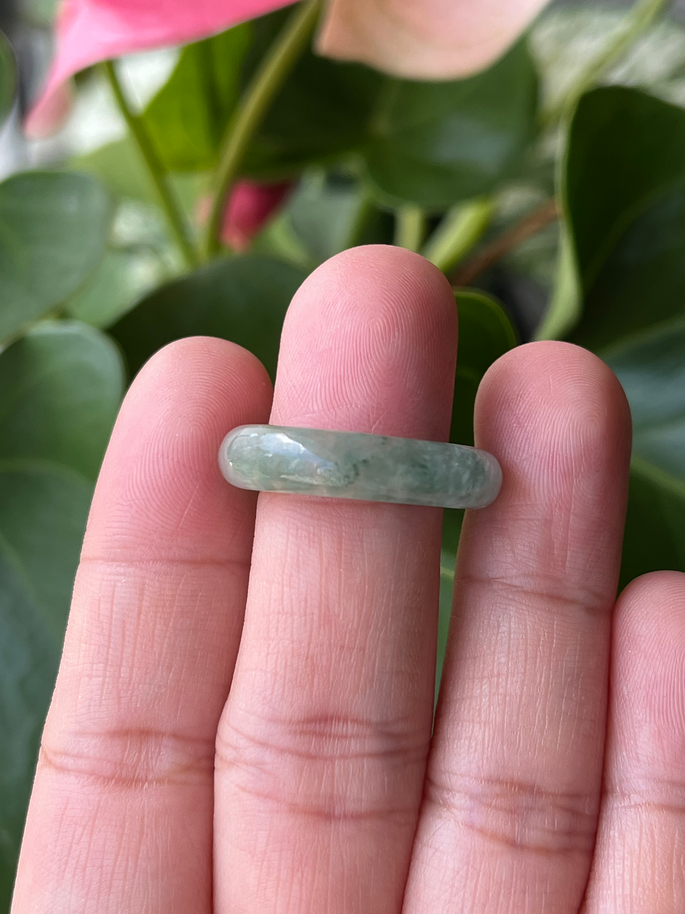 Thumbnail: US#8.7 Type A Translucent Bluish Green Mix with Jadeite Ring