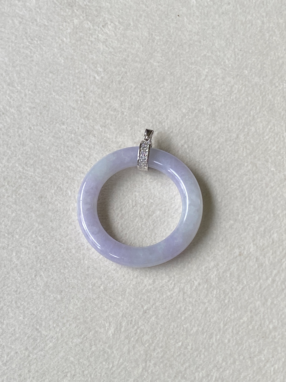Thumbnail: 925 Silver Type A Light Lavender Jadeite Disc Pendant