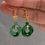 Thumbnail: 18K Yellow Gold Type A Deep Green Mix Jadeite Earrings