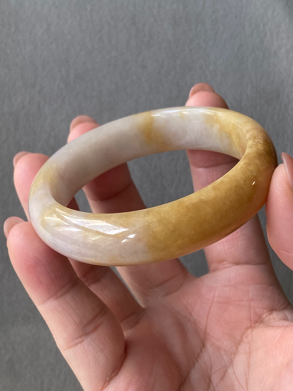 Thumbnail: 53.3MM Type A Orangy Brown Mix Jadeite Bangle