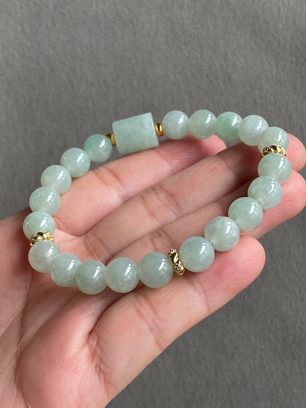 Thumbnail: Type A Translucent Faint Green Jadeite Beads Bracelet