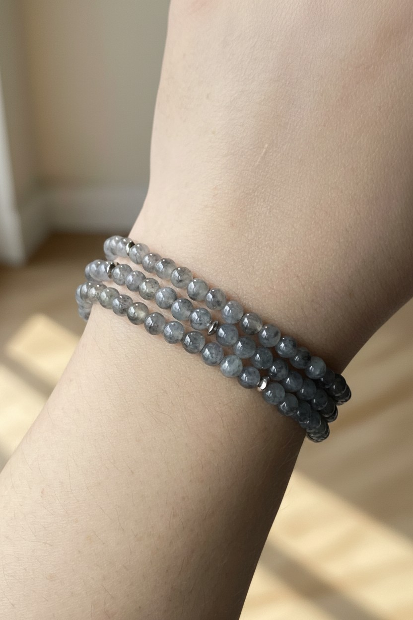 Thumbnail: Type A Translucent Greyish Black Jadeite Beads Necklace