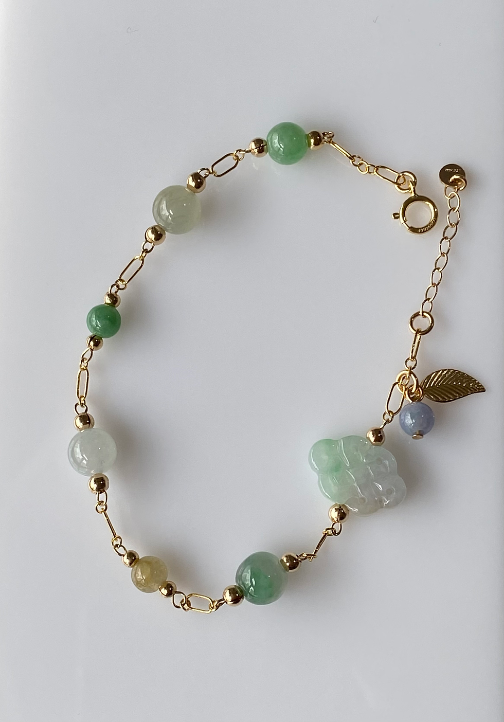 Thumbnail: 14K Gold Filled Type A Mix Jadeite Beads Bracelet
