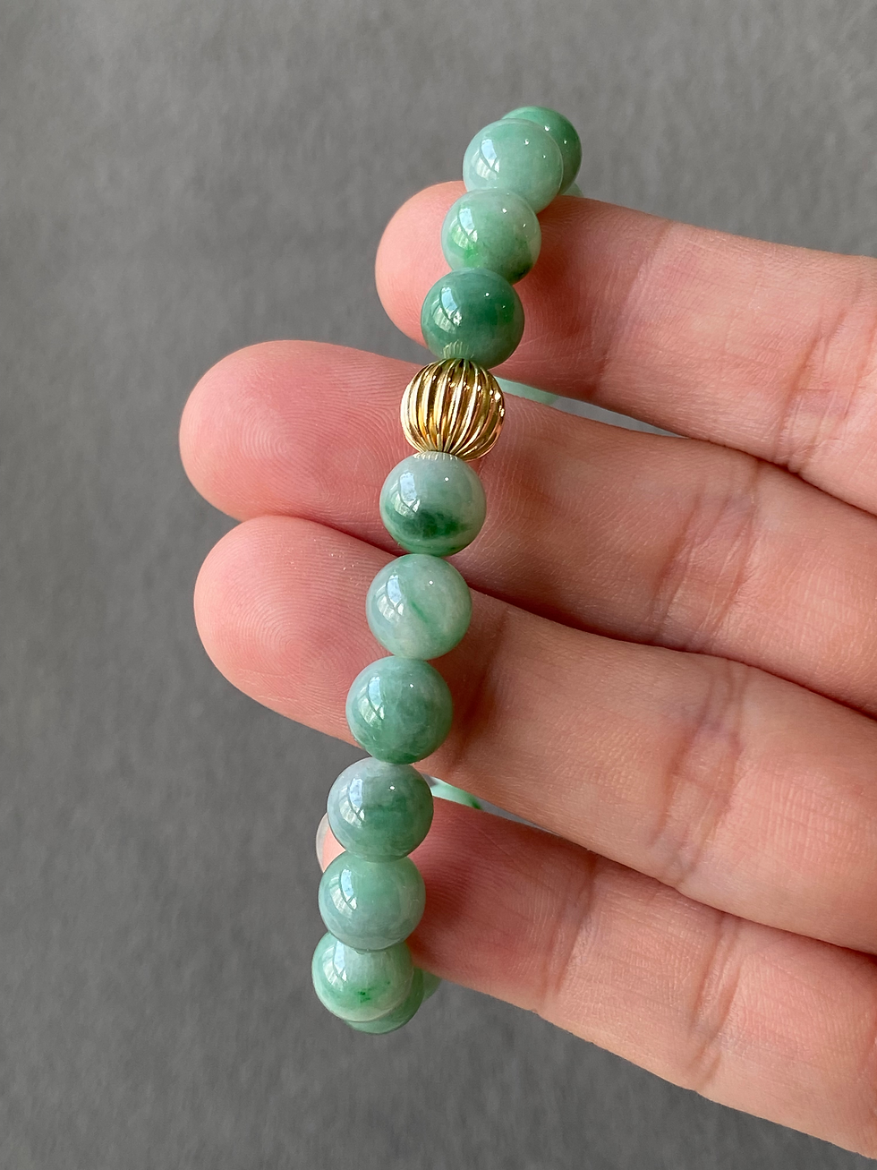 Thumbnail: Type A Light Green Mix Brillant Green Jadeite Beads Bracelet