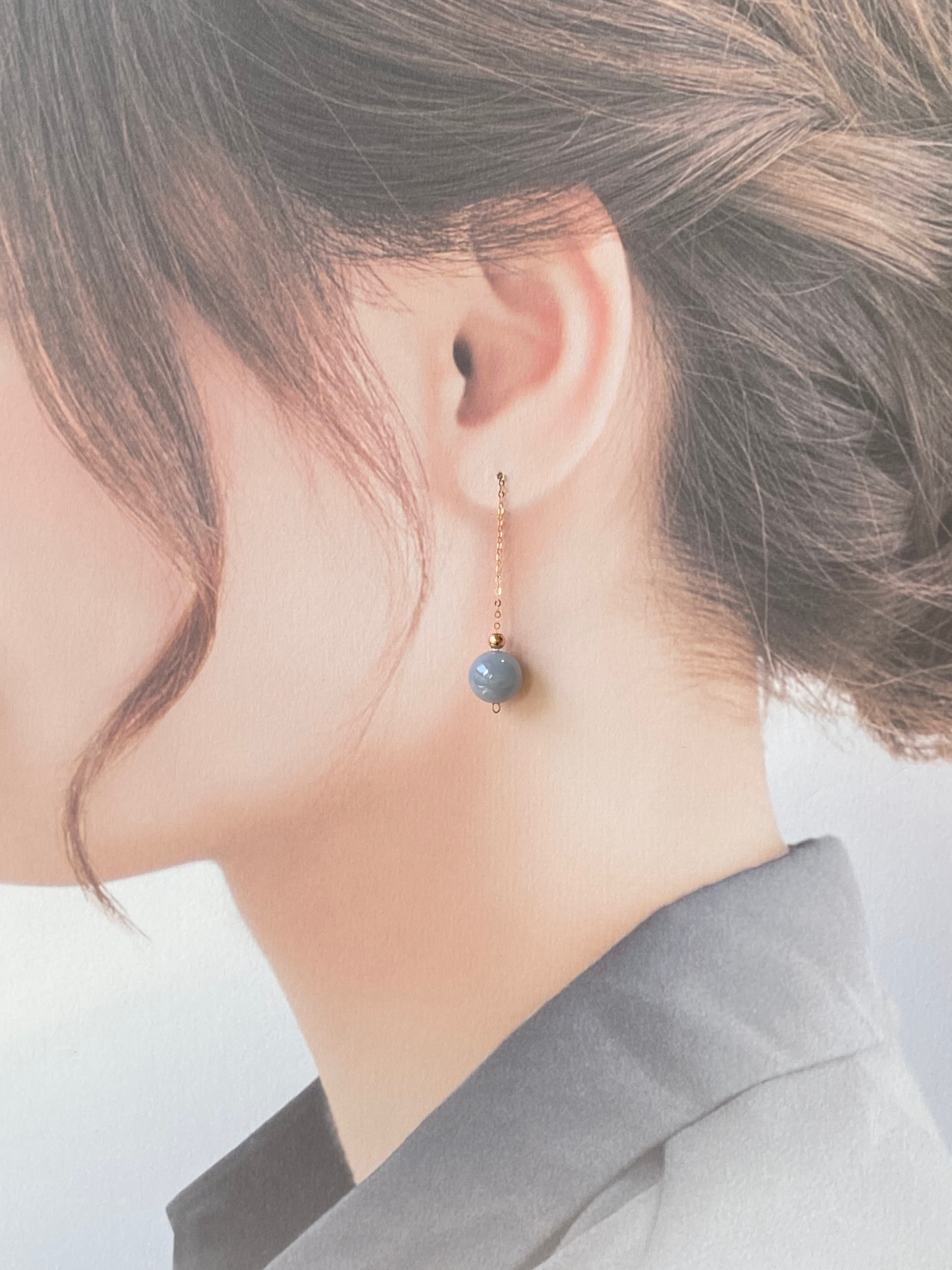 18K Rose Gold Type A Lavender Jadeite Beads Earrings