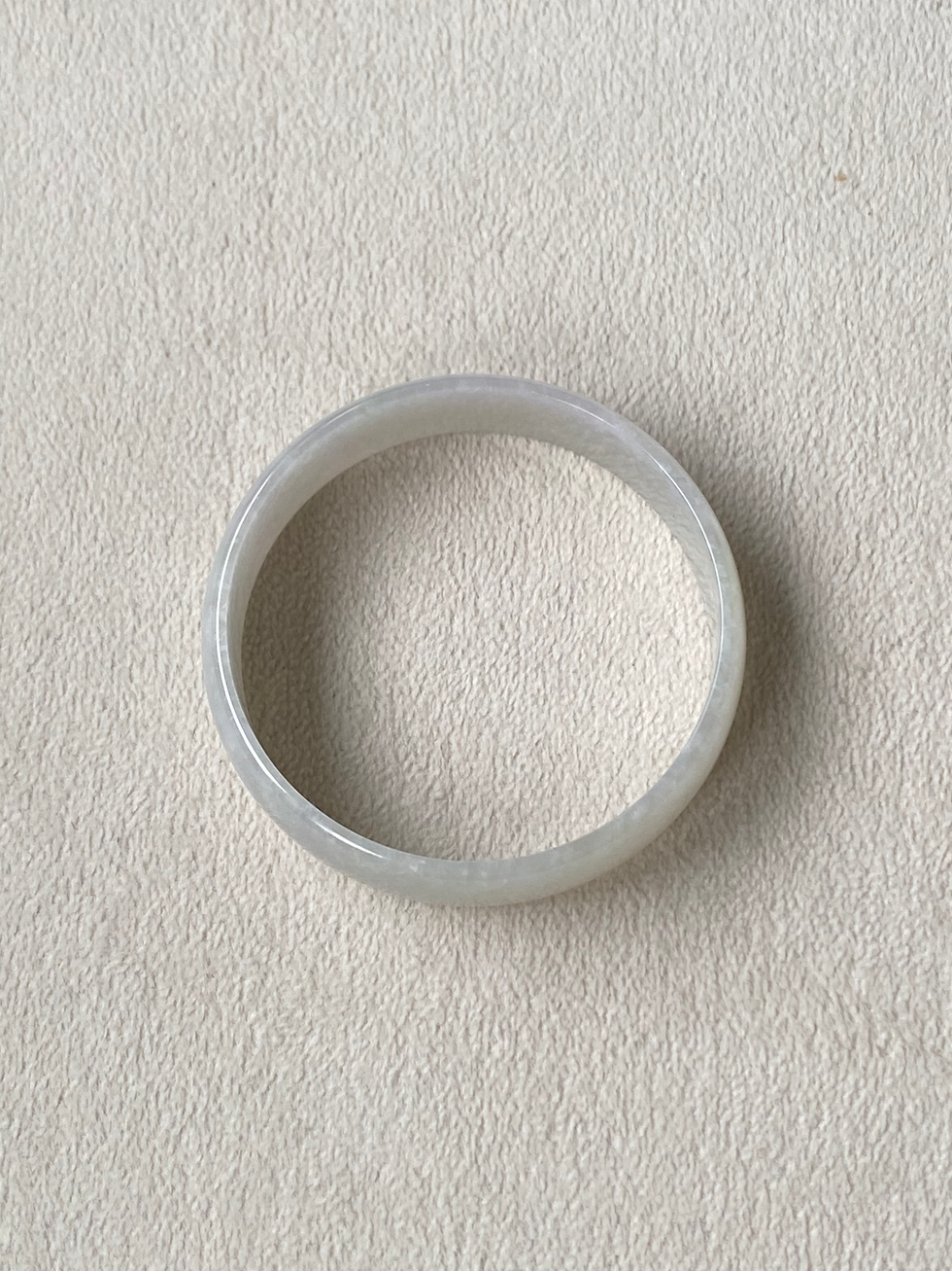 Thumbnail: 53.8MM Type A Faint Yellow Flat Jadeite Bangle