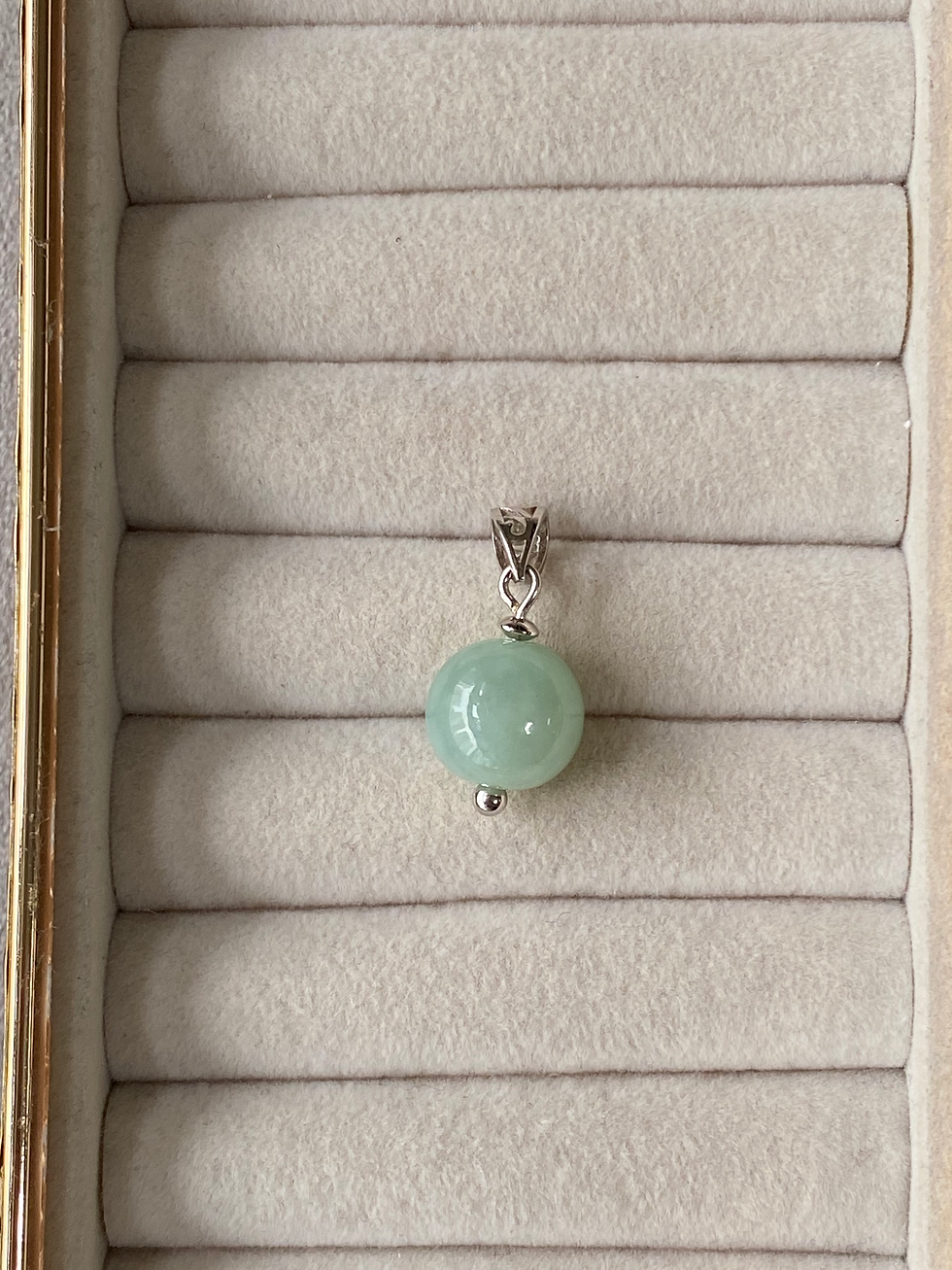 Thumbnail: 925 Silver Type A Translucent Light Green Jadeite Bead Pendant