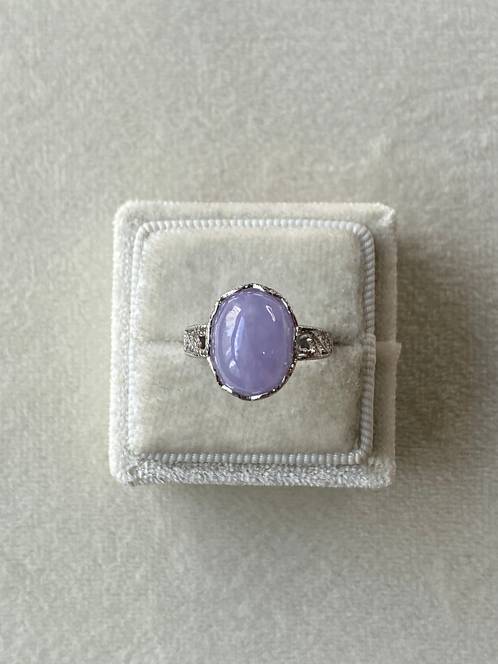 925 Silver Type A Strong Lavender Jadeite Ring