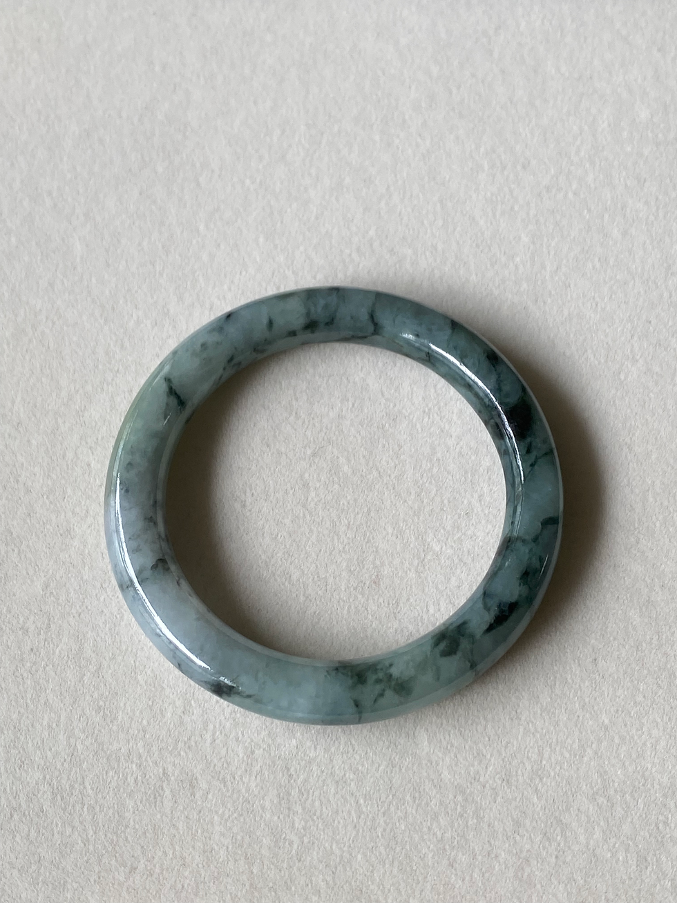 Thumbnail: 52.7MM Type A Dark Bluish Green  Mix Round Jadeite Bangle