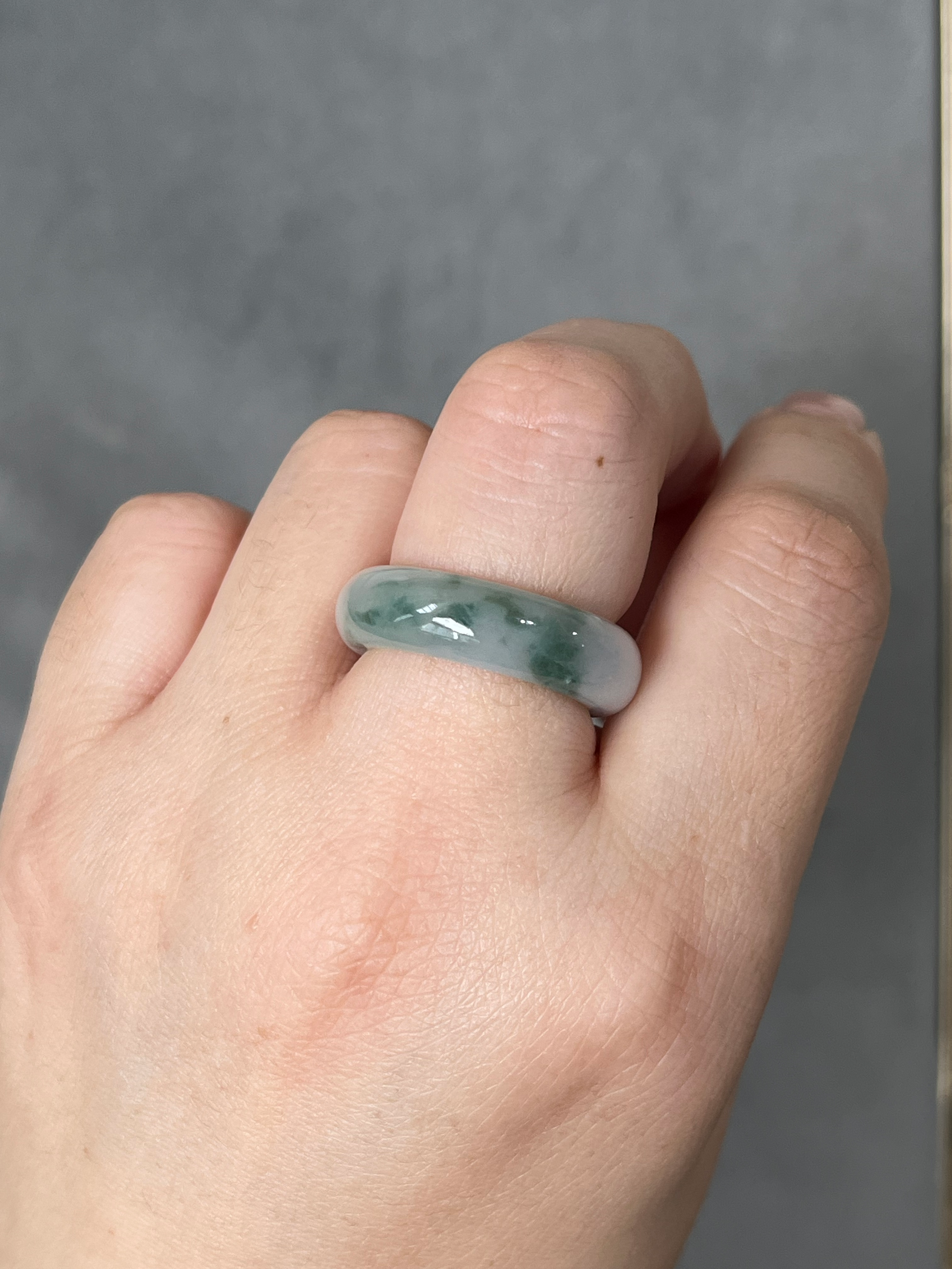 US#7.8 Type A Translucent Bluish Green Mix Jadeite Ring