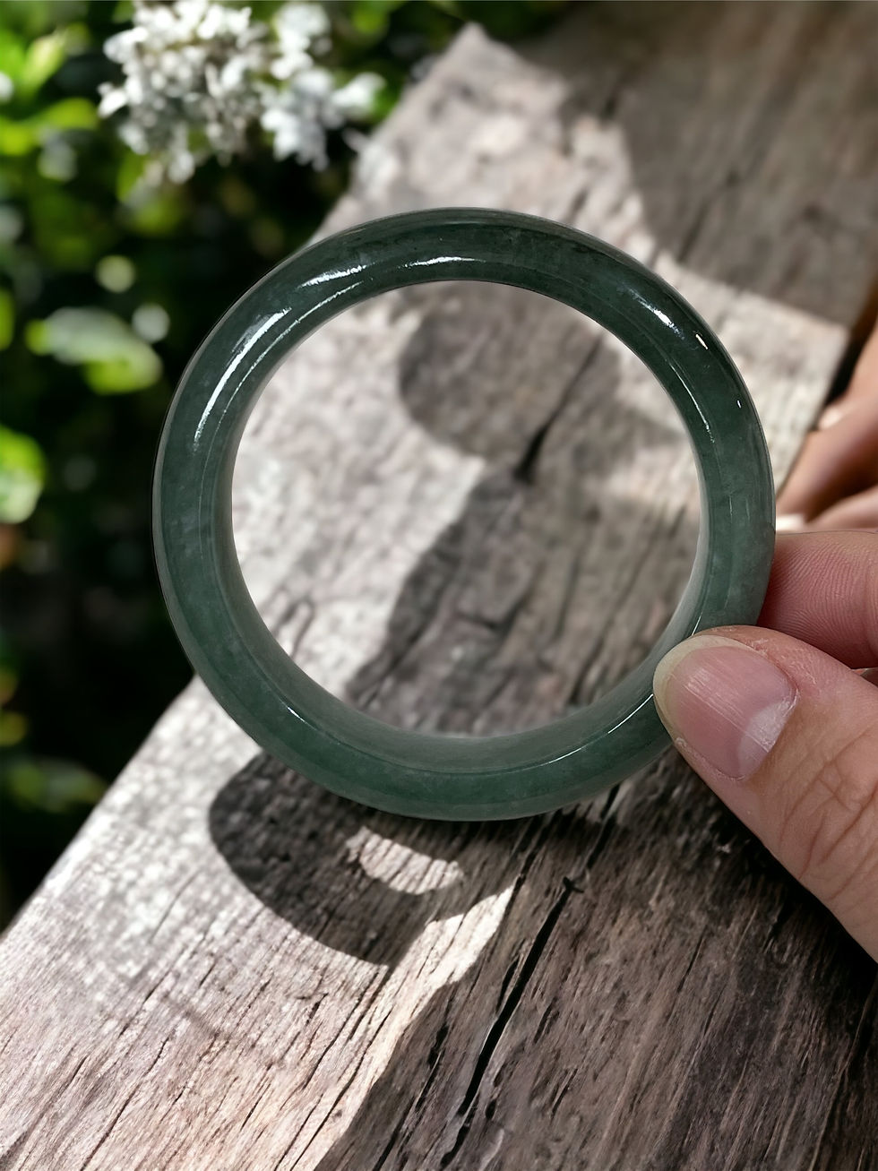 Thumbnail: 54.8MM Type A Dark Green Jadeite Bangle
