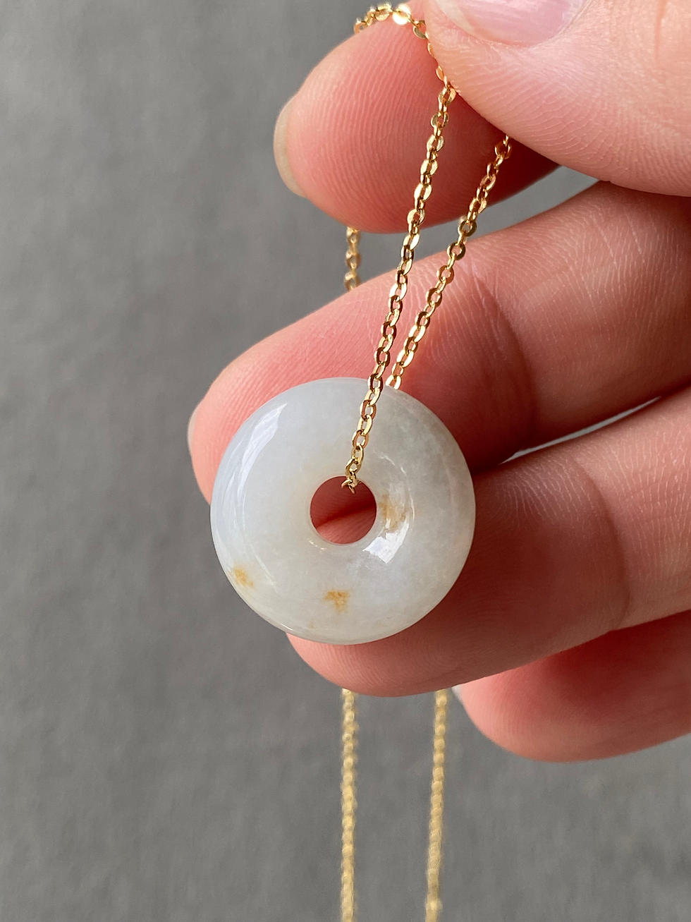 Thumbnail: Type A Off White Mix Light Brown Jadeite Donut