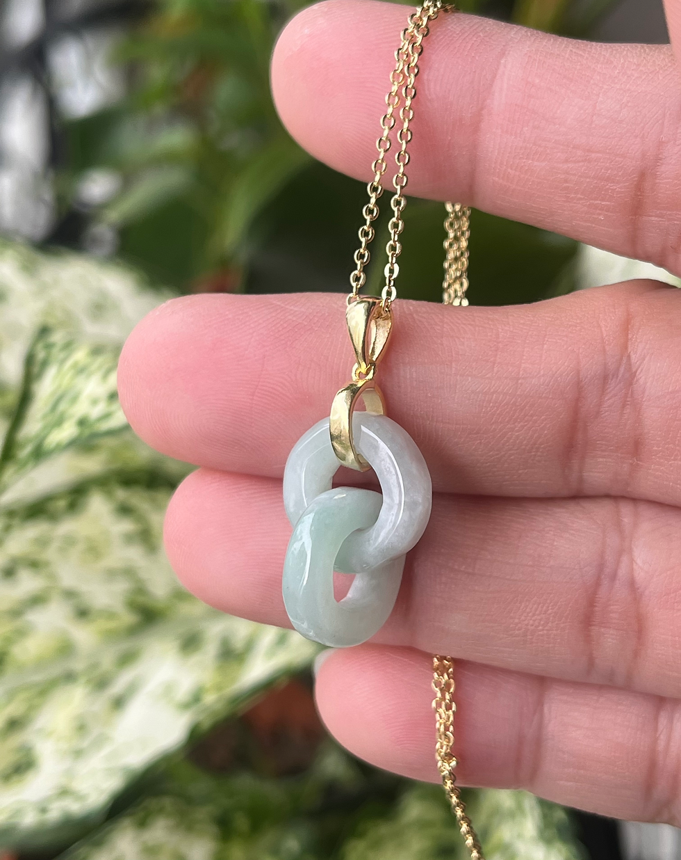 Thumbnail: 925 Silver Gold Plated Type A Translucent Intertwine Jadeite Pendant