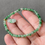 Thumbnail: Type A Translucent Deep Green Mix Jadeite Beads Bracelet with Leaf Charm